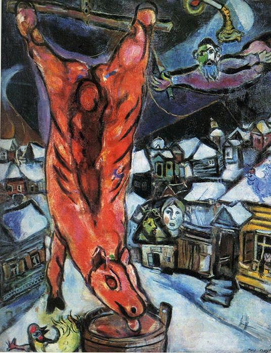 Der geschundene Ochse Zeitgenosse Marc Chagall Ölgemälde
